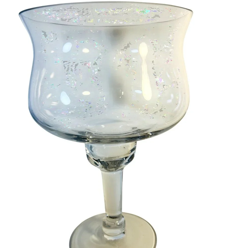 Clear Glass Pedestal Compote Dish‎ Vase Fruit Bowl Candle Holder handblown 12